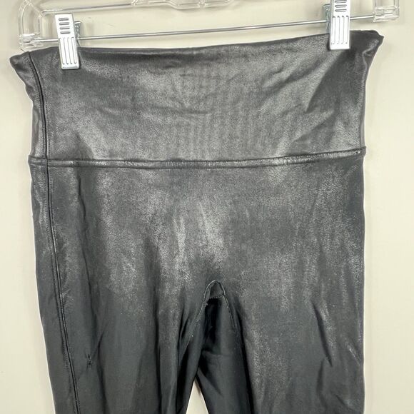 Spanx Black Shimmer Metallic Sheen Leggings Size M Medium Stretch - Picture 2 of 11